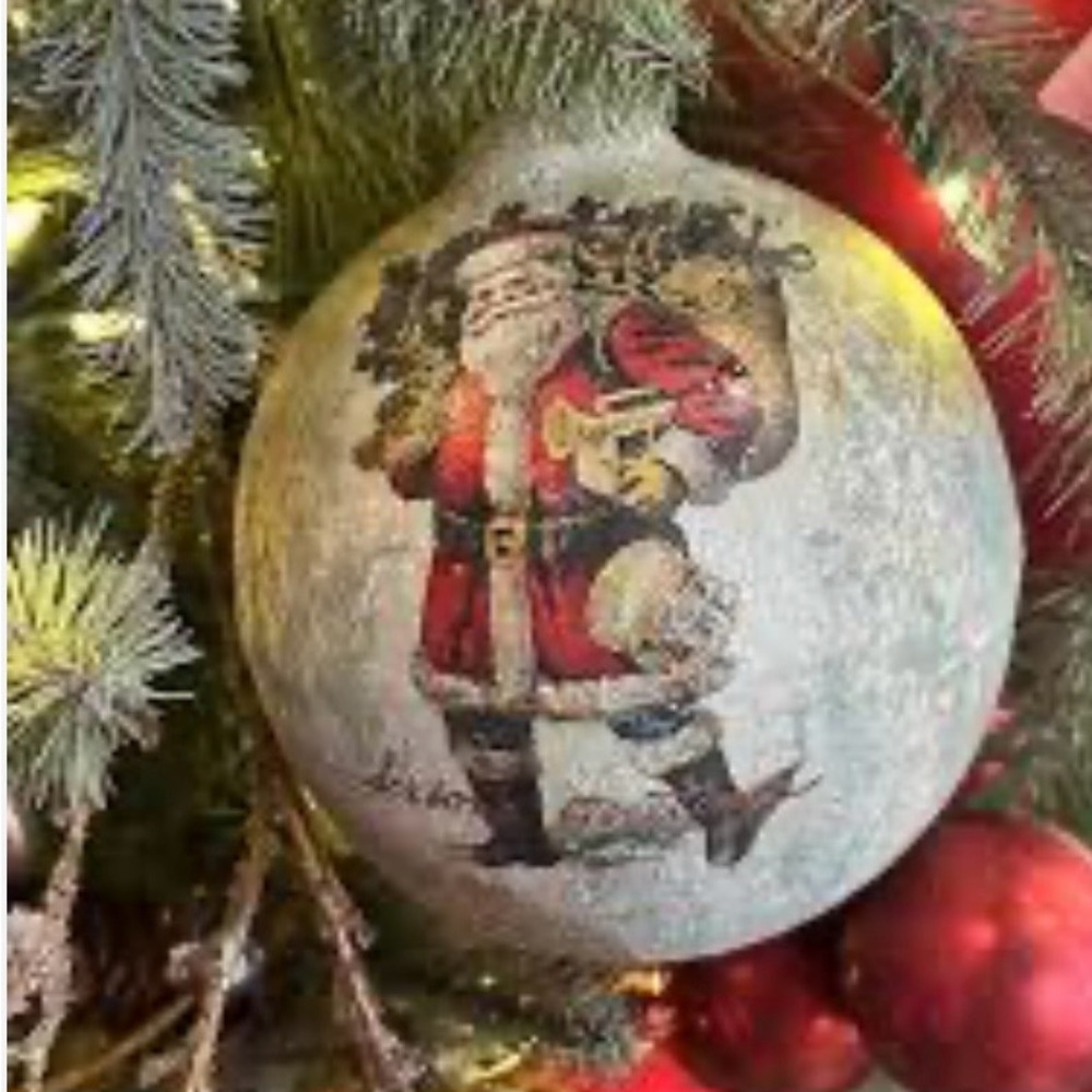 Lot Of 5 Vintage Santa Bearing Gifts 4” Christmas Ornaments